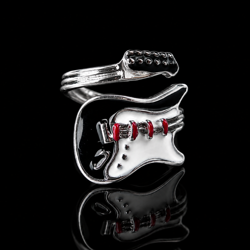 Electric Guitar Ring – Silver-Tone Adjustable Music Ring for Guitar Lovers