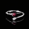 Silver Rosebud Open Ring with Teardrop Crystal – Romantic Adjustable Floral Ring