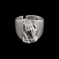 Silver Praying Hands Statement Ring