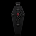 Black Gothic Cross Hip Flask with Red Rose Detail