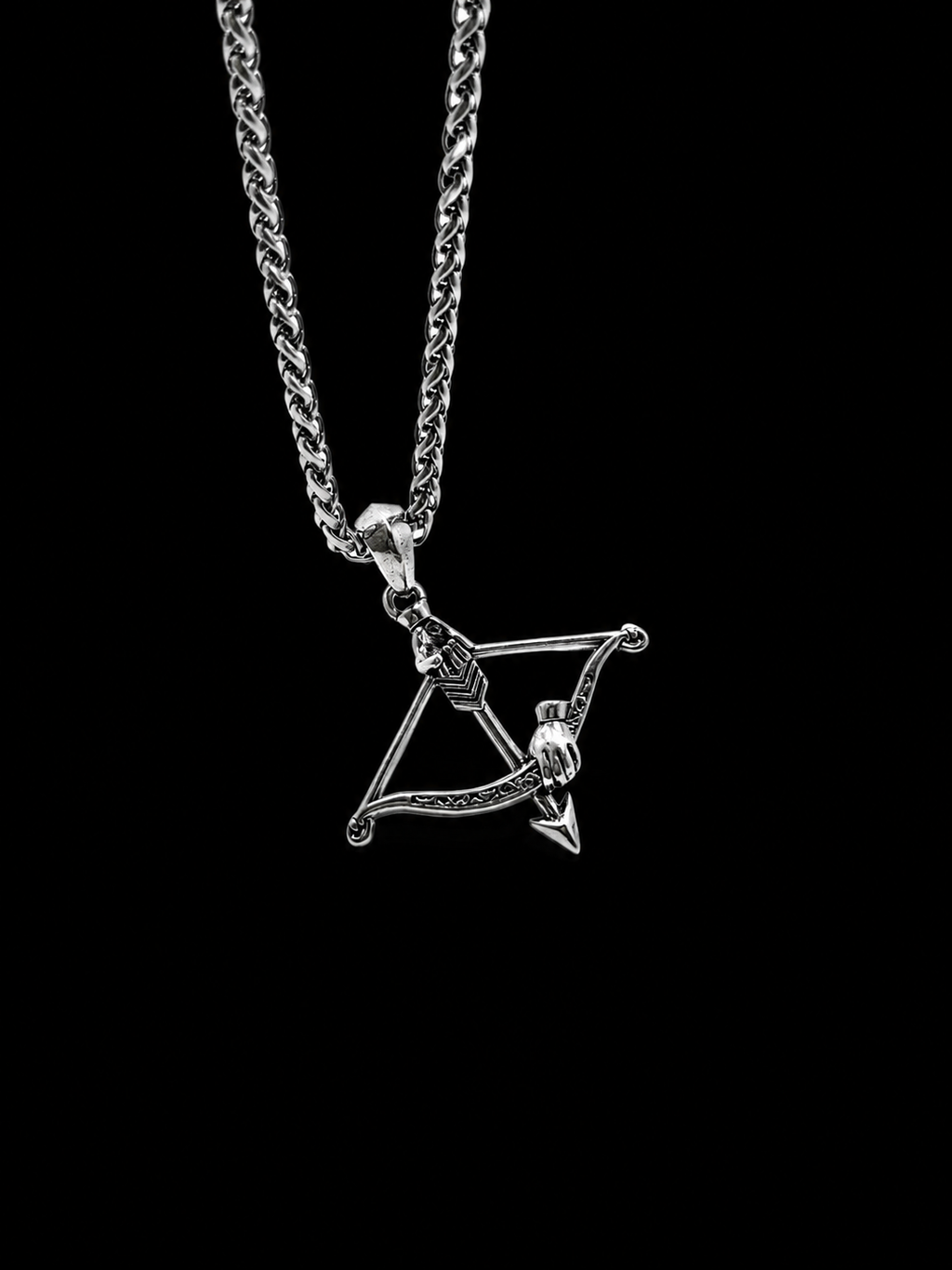 Silver Bow & Arrow Pendant Necklace