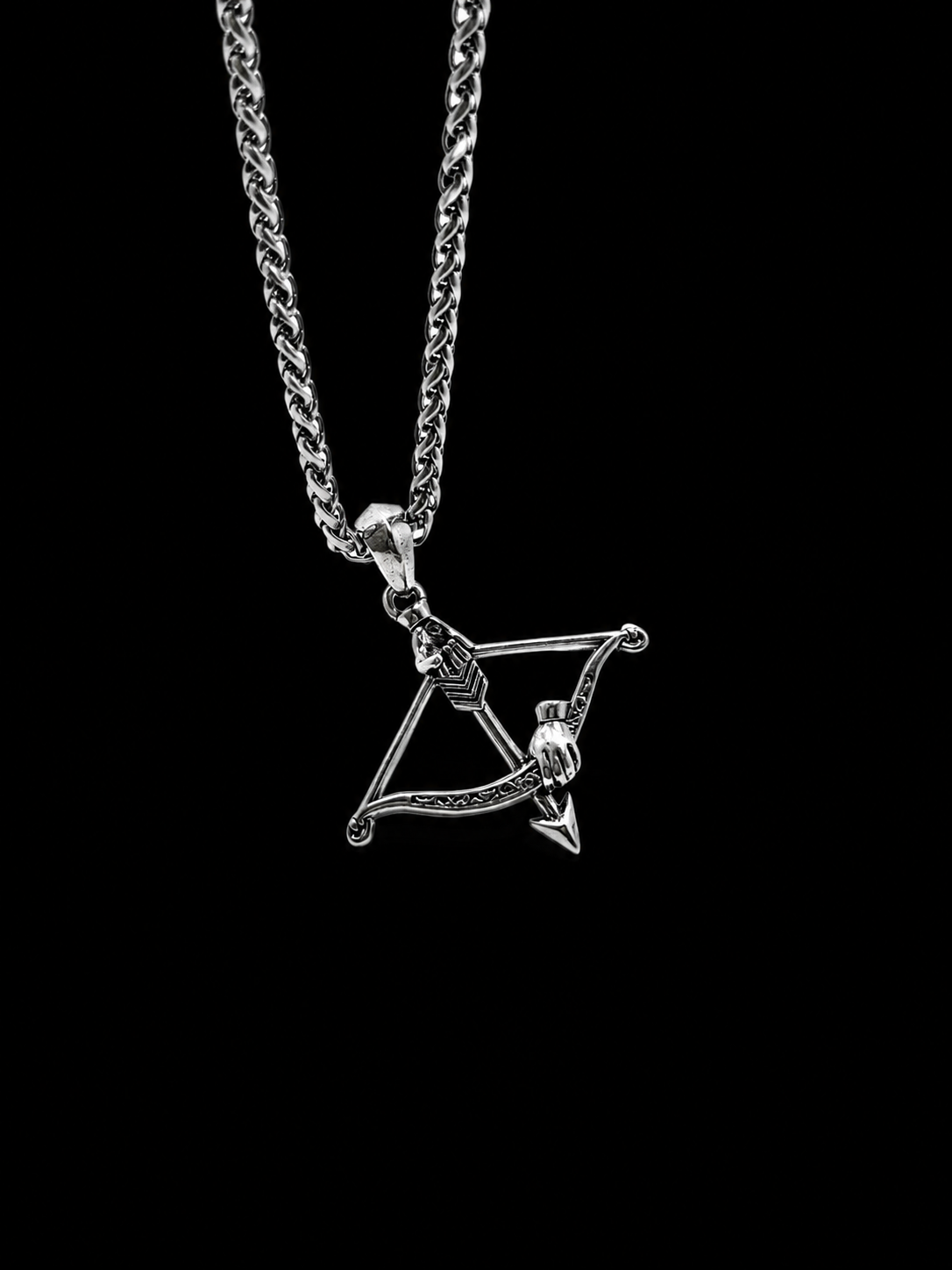 Silver Bow & Arrow Pendant Necklace