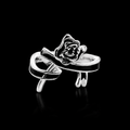 Silver Rose Open Ring with Leaf Design – Adjustable Floral Statement Jewelry